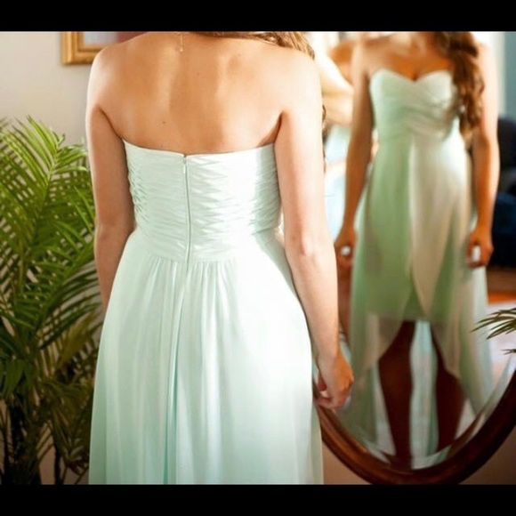 David’s Bridal Teal Hi Low Bridesmaid Dress - Picture 4 of 6